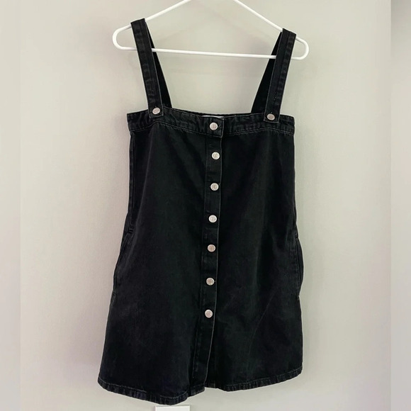 Urban Outfitters Aria Black Denim Overall Dress - Small - Picture 5 of 15
